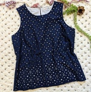 Boden Miranda Navy Eyelet Sleeveless Top